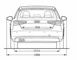 
Dimensions de l'arrire de l'Audi A4.
 
